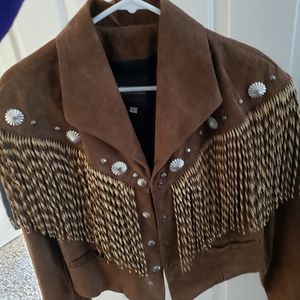 Fringe western frontier leather coat